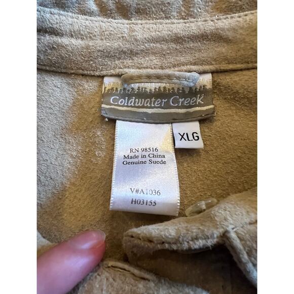 Coldwater Creek Suede Leather Jacket Women's XL Cream Embroidered Snap Button - Picture 6 of 16
